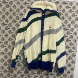 Casablanca Logo Classic Applique Striped Brushed Sweater